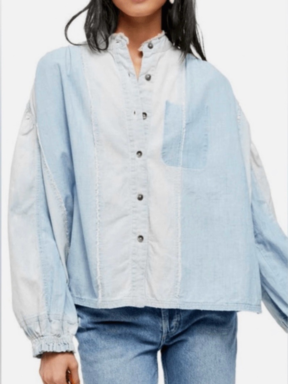 Free People We The Free Set Sail Denim Top Size S